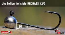 Jigová hlavička Teflon Invisible REDBASS #2/0, 36 mm