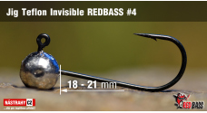 Jigová hlavička Teflon Invisible REDBASS #4, 21 mm
